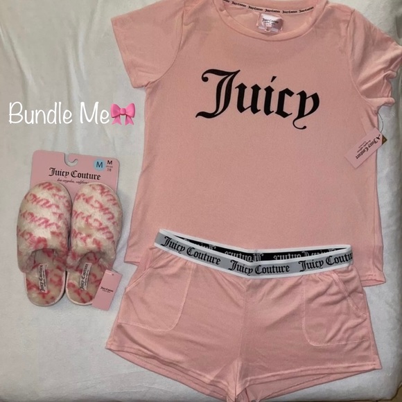 New! Juicy Couture Dreamy Pink/Black Logo PJ/Lounge Short Set Size L👑Final Price - Picture 13 of 15